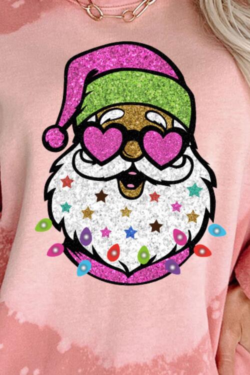 Santa Graphic Round Neck Long Sleeve Sweatshirt